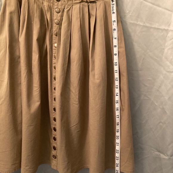 Cordelia Rayon Khaki Green Olive Brown Brass Snaps Skirt Size Small - Picture 8 of 8